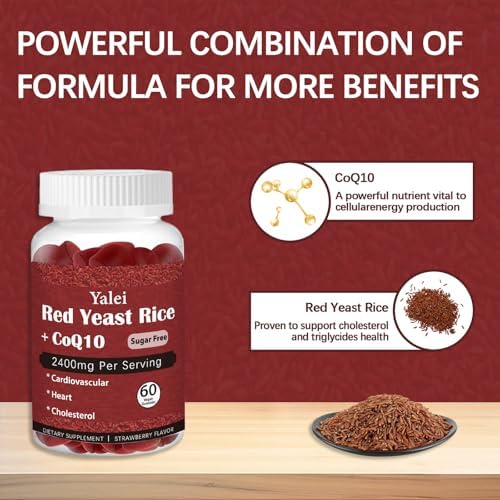 Gomitas Yalei Premium de Arroz Rojo con CoQ10 para el Corazón y Colesterol | Sin Azúcar, Sabor Fresa | 60 Gomitas (Suministro de 30 Días) | Veganas, - imagen 5
