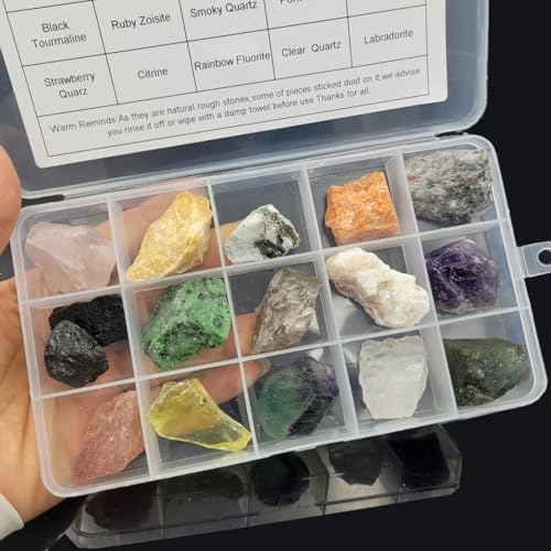 Kit de Colección de Rocas y Minerales para Adultos y Niños - 15 Piezas de Piedras Naturales para Pulido y Cristales Crudos para Wicca y Reiki - imagen 2