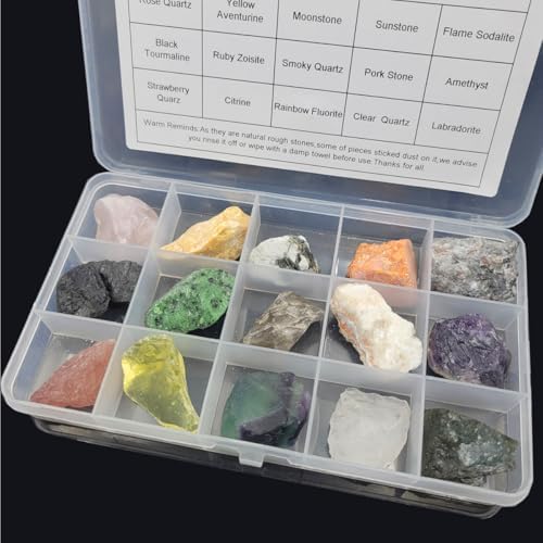 Kit de Colección de Rocas y Minerales para Adultos y Niños - 15 Piezas de Piedras Naturales para Pulido y Cristales Crudos para Wicca y Reiki - imagen 3