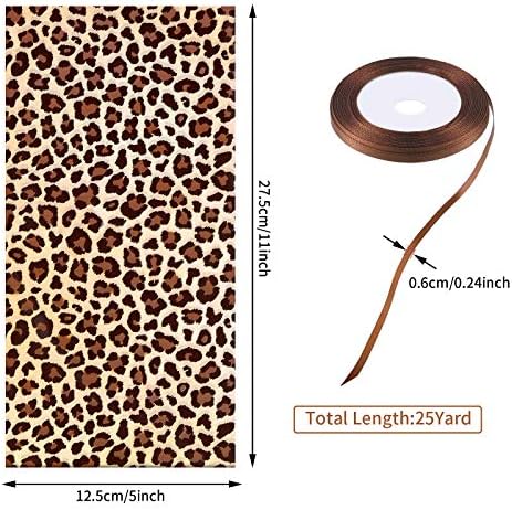 100 Piezas de Bolsas de Regalo con Estampado de Leopardo para Fiestas de Cumpleaños, Decoración de Zoológico y Suministros con Listón de Tela Marrón - imagen 6