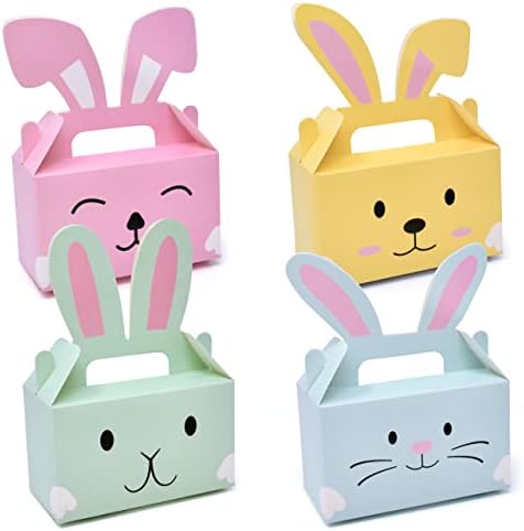 Cajas de Favor de Pascua Gift Boutique - Paquete de 24 Cajas de Cartón con Manija, Conejitos y Orejas para Decoraciones de Fiesta Escolar Infantil - imagen 1