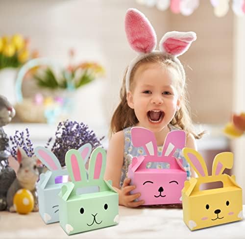 Cajas de Favor de Pascua Gift Boutique - Paquete de 24 Cajas de Cartón con Manija, Conejitos y Orejas para Decoraciones de Fiesta Escolar Infantil - imagen 6