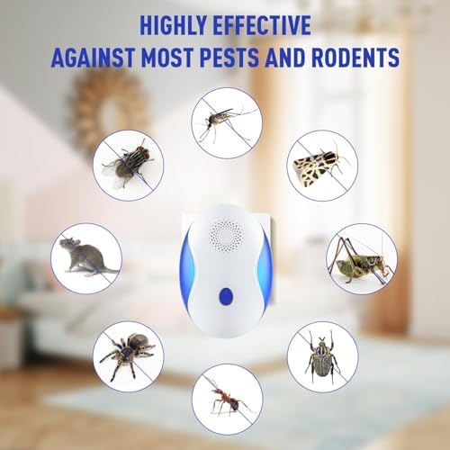 Repelente Ultrasónico GRLEP para Uso Interior, Control Electrónico 4 en 1 para Ratones, Insectos, Arañas y Cucarachas, Repelente con Luz Nocturna, - imagen 6