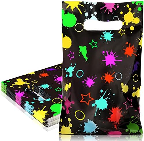 Paquete de 100 Bolsas de Fiesta Neón Spakon - Suministros Brillantes en la Oscuridad, Coloridas Bolsas de Dulces para Decoración de Cumpleaños Neón - imagen 1