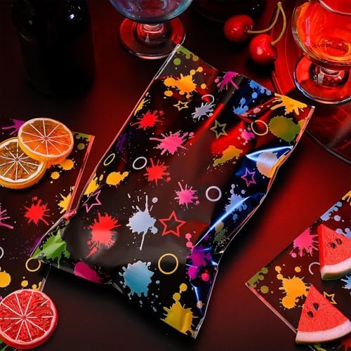 Paquete de 100 Bolsas de Fiesta Neón Spakon - Suministros Brillantes en la Oscuridad, Coloridas Bolsas de Dulces para Decoración de Cumpleaños Neón - imagen 2