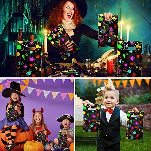 Paquete de 100 Bolsas de Fiesta Neón Spakon - Suministros Brillantes en la Oscuridad, Coloridas Bolsas de Dulces para Decoración de Cumpleaños Neón - imagen 3