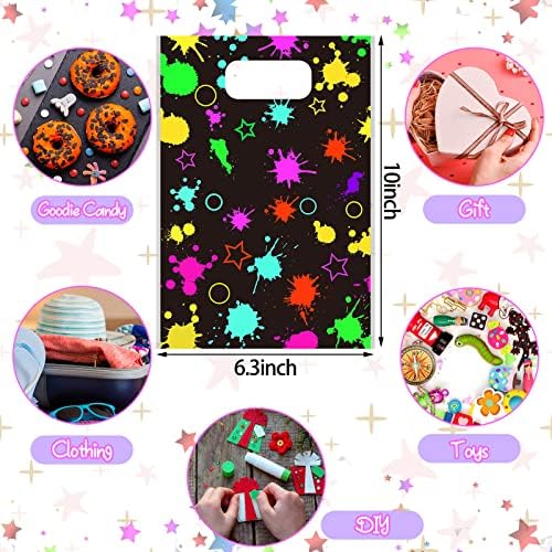 Paquete de 100 Bolsas de Fiesta Neón Spakon - Suministros Brillantes en la Oscuridad, Coloridas Bolsas de Dulces para Decoración de Cumpleaños Neón - imagen 4