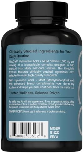 NeoCell Ácido Hialurónico con MSM 1000mg | 120 Cápsulas | Suplemento Avanzado con Ingredientes Estudiados Clínicamente - imagen 2