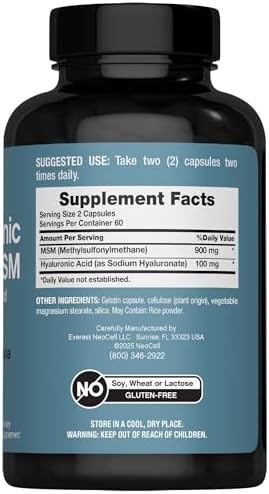 NeoCell Ácido Hialurónico con MSM 1000mg | 120 Cápsulas | Suplemento Avanzado con Ingredientes Estudiados Clínicamente - imagen 3
