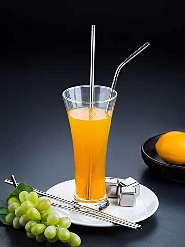 Popotes de Acero Inoxidable, 4 piezas de 12 Popotes Reutilizables Ultra Largos con Cepillo de Limpieza y Puntas de Silicón para Vasos Altos - imagen 3