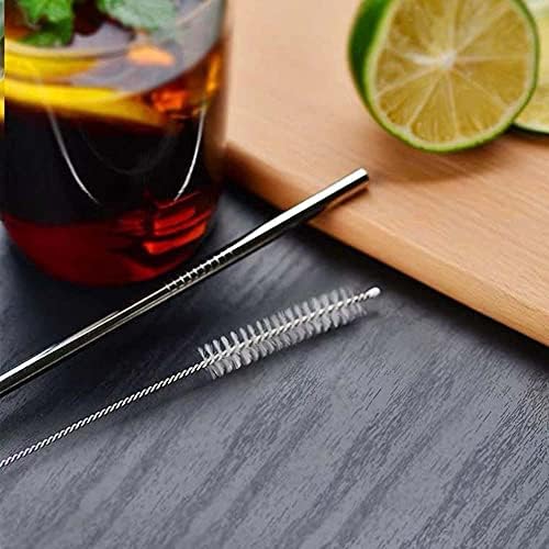 Popotes de Acero Inoxidable, 4 piezas de 12 Popotes Reutilizables Ultra Largos con Cepillo de Limpieza y Puntas de Silicón para Vasos Altos - imagen 4
