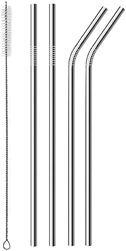 Popotes de Acero Inoxidable, 4 piezas de 12 Popotes Reutilizables Ultra Largos con Cepillo de Limpieza y Puntas de Silicón para Vasos Altos - imagen 6