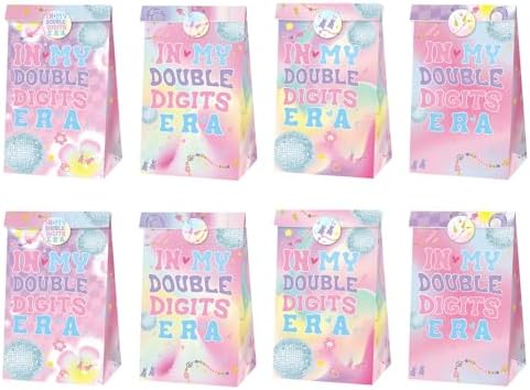 24 Piezas de Bolsas de Regalo para Cumpleaños de Doble Dígito con Stickers, Favor de Fiesta de 10 Años, Bolsas de Papel para Decoraciones de - imagen 5