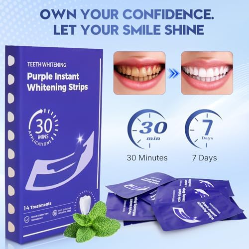 Tiras Blanqueadoras para Dientes Sensibles, Seguras para el Esmalte - Kit Profesional para Eliminar Manchas de Café, Vino y Tabaco (14 Tiras, Menta) - imagen 4