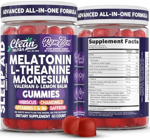 Gomitas Clean Nutra de Melatonina, L-Teanina, Magnesio y Raíz de Valeriana con Vitamina C y B6 - Suplemento para Sueño y Relajación para Hombres y - imagen 1