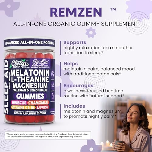 Gomitas Clean Nutra de Melatonina, L-Teanina, Magnesio y Raíz de Valeriana con Vitamina C y B6 - Suplemento para Sueño y Relajación para Hombres y - imagen 6
