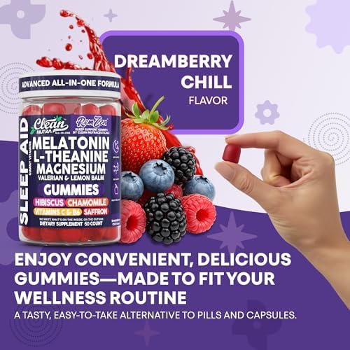 Gomitas Clean Nutra de Melatonina, L-Teanina, Magnesio y Raíz de Valeriana con Vitamina C y B6 - Suplemento para Sueño y Relajación para Hombres y - imagen 7
