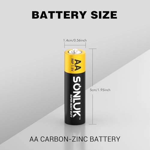 Baterías AA SONLUK 20 Piezas - 1.5V Súper Pesadas de Carbono Zinc, Libres de Mercurio/Cadmio/Pb, Perfectas para Control Remoto, Relojes LED, Juguetes - imagen 3