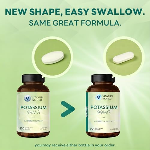 Vitamin World Potasio 99 mg - 250 Tabletas Vegetarianas, Suplemento de Gluconato de Potasio para Soporte de Electrolitos, Músculos, Nervios y - imagen 3