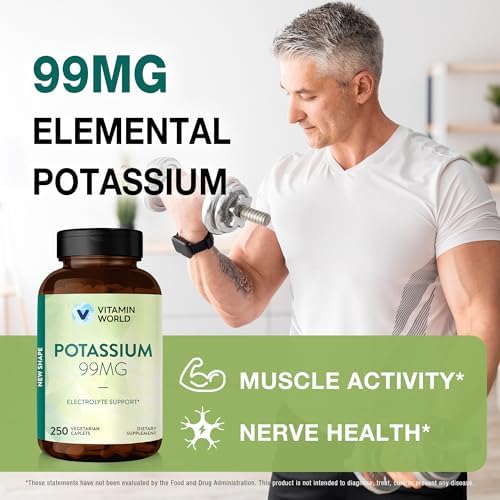 Vitamin World Potasio 99 mg - 250 Tabletas Vegetarianas, Suplemento de Gluconato de Potasio para Soporte de Electrolitos, Músculos, Nervios y - imagen 5