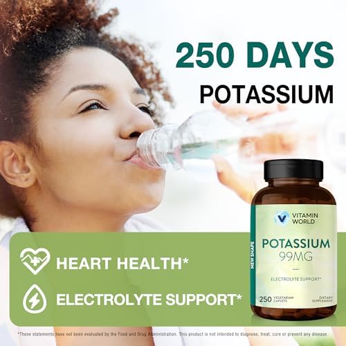 Vitamin World Potasio 99 mg - 250 Tabletas Vegetarianas, Suplemento de Gluconato de Potasio para Soporte de Electrolitos, Músculos, Nervios y - imagen 6