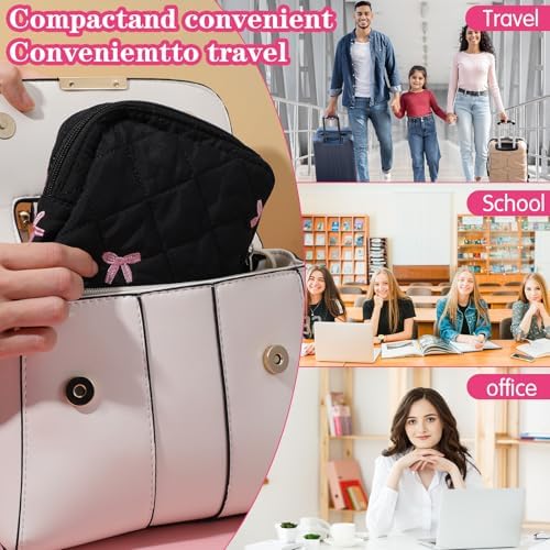 Bolsa Portátil para el Periodo de Niñas, Lindo Estuche con Lazo para Toallas Sanitarias y Tampones, Regalo Ideal para Niñas (Negro) - imagen 7