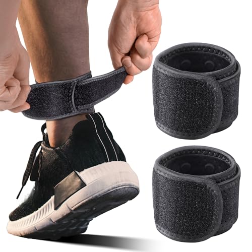 Faja Magnética para Tendinitis de Aquiles - Paquete de 2, Ajustable 5-12 para Hombres y Mujeres, Soporte para Tobillo Ideal para Correr, Ciclismo y - imagen 1