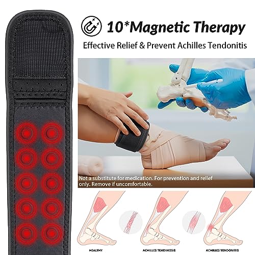 Faja Magnética para Tendinitis de Aquiles - Paquete de 2, Ajustable 5-12 para Hombres y Mujeres, Soporte para Tobillo Ideal para Correr, Ciclismo y - imagen 2