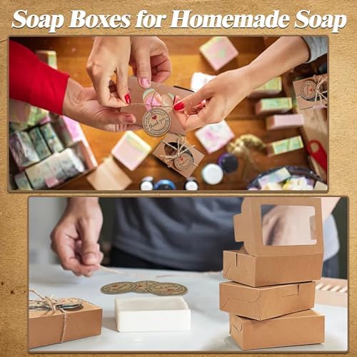 Cajas de Kraft MUMULULU para Jabones Caseros con Ventana - 25 Piezas, Perfectas para Jabones, Dulces y Galletas - imagen 4