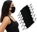 Simlu Paquete de 6 Mascarillas de Tela Reutilizables Unisex con Pliegues, Ajustables y Lavables, Con Alambre para la Nariz, Color Negro, Talla Única - imagen 1