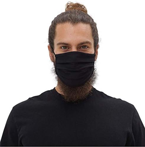 Simlu Paquete de 6 Mascarillas de Tela Reutilizables Unisex con Pliegues, Ajustables y Lavables, Con Alambre para la Nariz, Color Negro, Talla Única - imagen 3