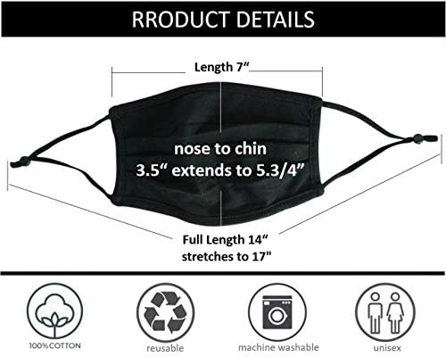 Simlu Paquete de 6 Mascarillas de Tela Reutilizables Unisex con Pliegues, Ajustables y Lavables, Con Alambre para la Nariz, Color Negro, Talla Única - imagen 5