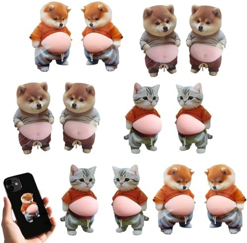 Calcomanías Anti-Colisión de Silicón Súper Suave - Stickers 3D de Animales Barrigones para Puertas, Ventanas y Decoración del Hogar (Shiba Inu, - imagen 1