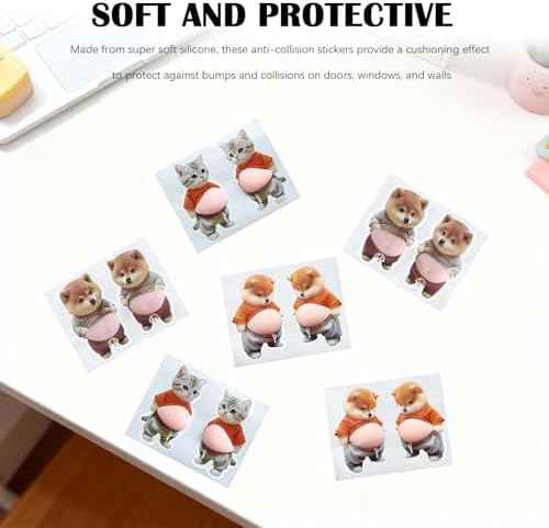 Calcomanías Anti-Colisión de Silicón Súper Suave - Stickers 3D de Animales Barrigones para Puertas, Ventanas y Decoración del Hogar (Shiba Inu, - imagen 4