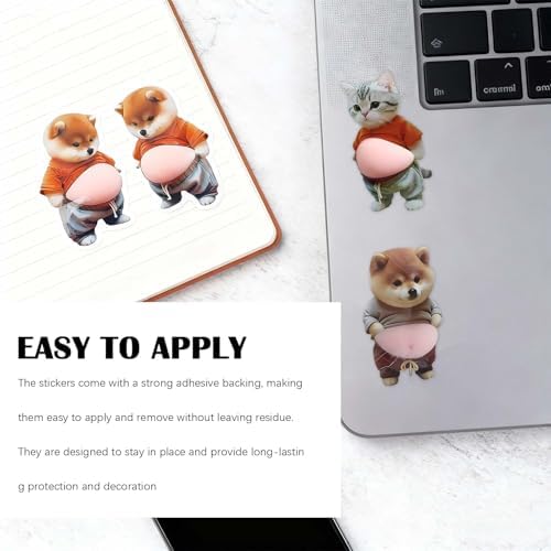 Calcomanías Anti-Colisión de Silicón Súper Suave - Stickers 3D de Animales Barrigones para Puertas, Ventanas y Decoración del Hogar (Shiba Inu, - imagen 5