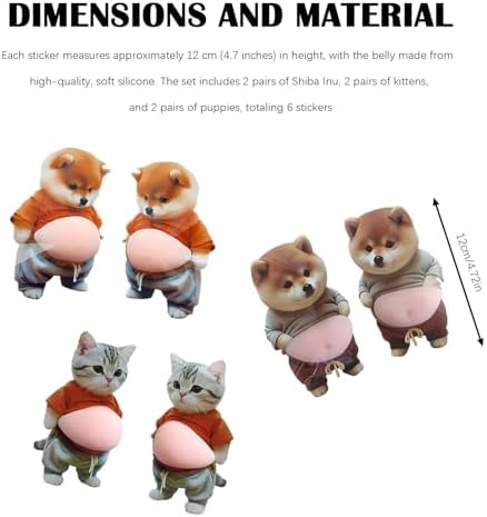 Calcomanías Anti-Colisión de Silicón Súper Suave - Stickers 3D de Animales Barrigones para Puertas, Ventanas y Decoración del Hogar (Shiba Inu, - imagen 6