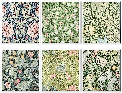 Paño de Cocina Quera William Morris Vintage Floral, 6 Piezas, 6.7 x 7.7 Pulgadas, Absorbente de Algodón para Fiestas y Limpieza del Hogar - imagen 1