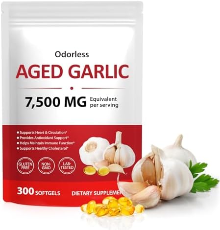 Cápsulas de Extracto de Ajo Aged MXCZBSM, Softgels Orgánicos Sin Olor, Suplemento para Corazón e Inmunidad, 300 Softgels Non-GMO - imagen 1