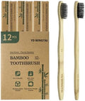 Cepillos de Dientes de Bambú Biodegradables YD WINGTAI 12 Piezas, Cepillos de Madera Naturales, Tamaño de Viaje, con Carbón Orgánico - imagen 1
