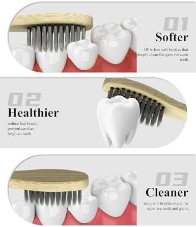 Cepillos de Dientes de Bambú Biodegradables YD WINGTAI 12 Piezas, Cepillos de Madera Naturales, Tamaño de Viaje, con Carbón Orgánico - imagen 3