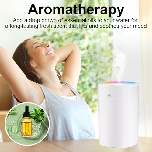 Difusor Pequeño de 400ml - Difusor de Aceites Esenciales Portátil para Escritorio, Mini Humidificador Aromaterapia con 2 Modos de Rocío y Apagado - imagen 2