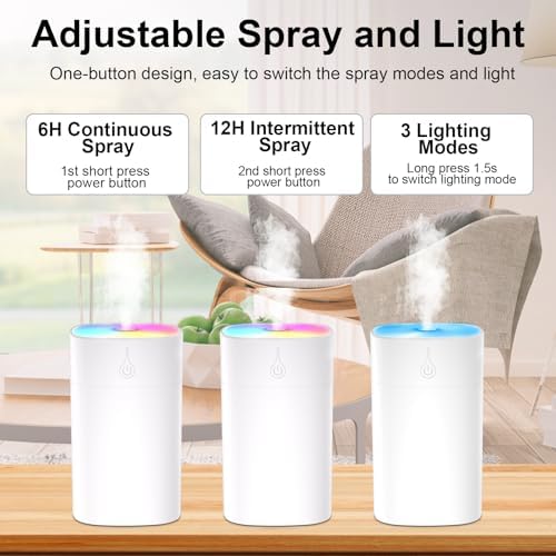 Difusor Pequeño de 400ml - Difusor de Aceites Esenciales Portátil para Escritorio, Mini Humidificador Aromaterapia con 2 Modos de Rocío y Apagado - imagen 4