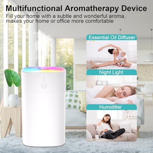 Difusor Pequeño de 400ml - Difusor de Aceites Esenciales Portátil para Escritorio, Mini Humidificador Aromaterapia con 2 Modos de Rocío y Apagado - imagen 6