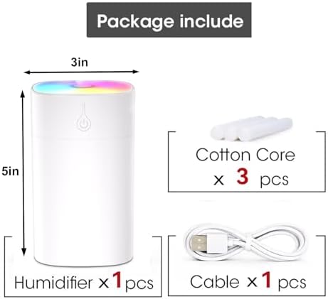 Difusor Pequeño de 400ml - Difusor de Aceites Esenciales Portátil para Escritorio, Mini Humidificador Aromaterapia con 2 Modos de Rocío y Apagado - imagen 8