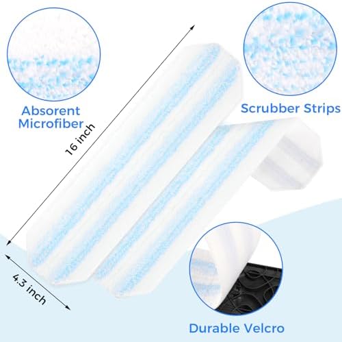Repuestos de Mop Wlich Compatibles con el Sistema de Mop Plano O-Cedar H2prO, Paquete de 4 Almohadillas de Microfibra | Lavables a Máquina y - imagen 3