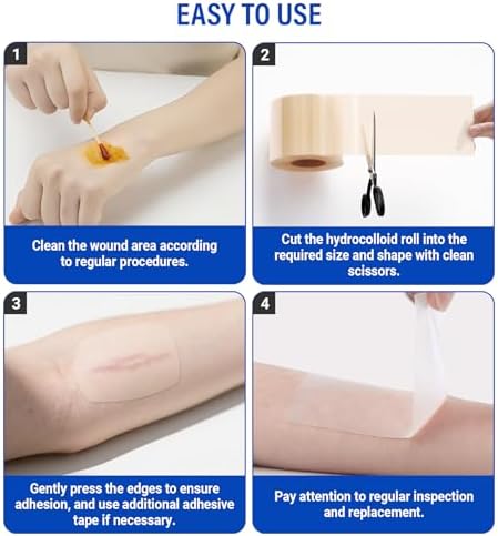 Rollo de Hidrocoloide MasterMo para Cuidado de Heridas, 2in x 16ft, Parche Médico Extra Grande Autoadhesivo, Ultra Absorbente, Flexible y Resistente - imagen 5