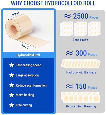 Rollo de Hidrocoloide MasterMo para Cuidado de Heridas, 2in x 16ft, Parche Médico Extra Grande Autoadhesivo, Ultra Absorbente, Flexible y Resistente - imagen 6