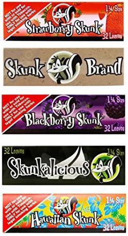 Paquete de Papel para Fumar Skunk Brand 1 1/4 - 1 Surtido de cada sabor: Mora, Natural, Fresa, Skunkalicious, Hawaiano - imagen 1