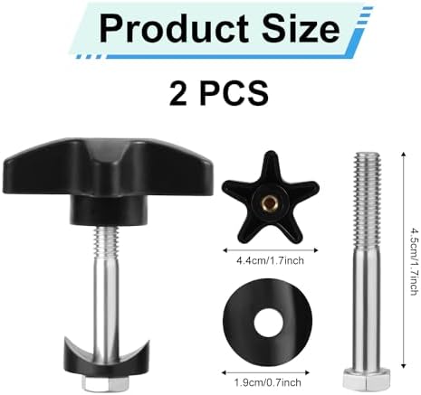 Pernos de Repuesto para Andador PEUTIER, 2 Juegos de Perillas de Plástico Negro, Universal, 4.4cm/1.7in y Arandelas de 1.9cm/0.75in - imagen 2