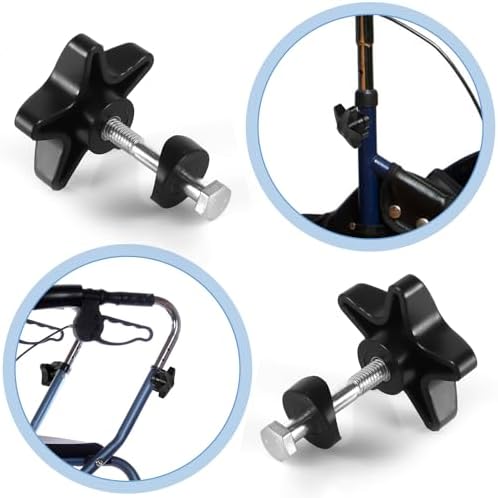 Pernos de Repuesto para Andador PEUTIER, 2 Juegos de Perillas de Plástico Negro, Universal, 4.4cm/1.7in y Arandelas de 1.9cm/0.75in - imagen 7